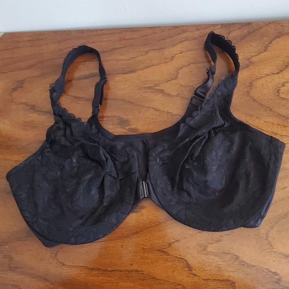 NWT Glamorise Wonderwire Front Close Bra Black Lace - Picture 5 of 5